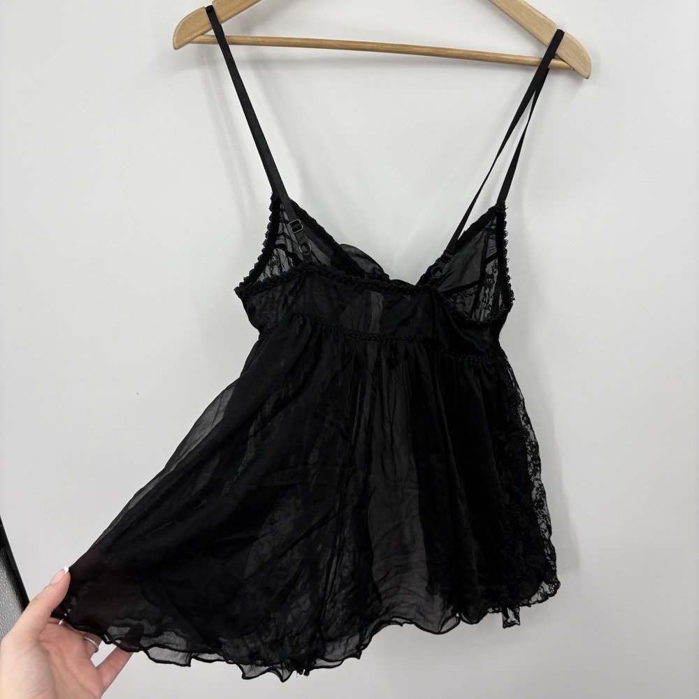 Vintage Lingerie Babydoll Slip Cami Top Small Whimsigoth Lace Festival Cutaway - Picture 8 of 8
